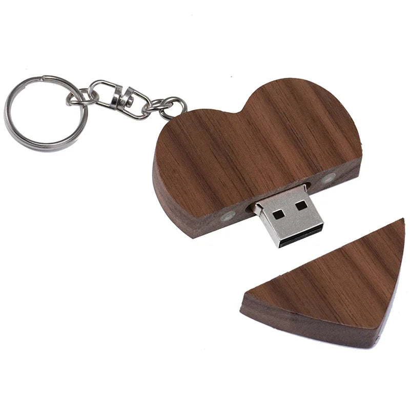 Clé usb forme coeur porte clé bois bambou multicolore personnalisable logo texte cadeaux promotion entreprise mariage photographe goodies durable - lebois-eco.com