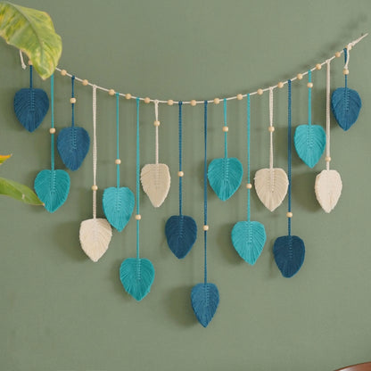 Décoration murale macramé feuille style bohème tissée coton à suspendre décoration intérieur maison salon écologique durable - lebois-eco.com