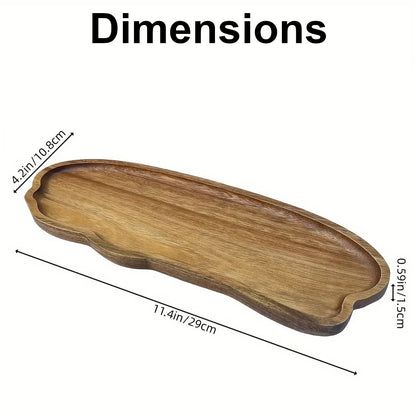 Dimensions du grand plateau en bois d'acacia : 29 × 10,8 × 1,5 cm, parfait pour servir pains, desserts ou repas.