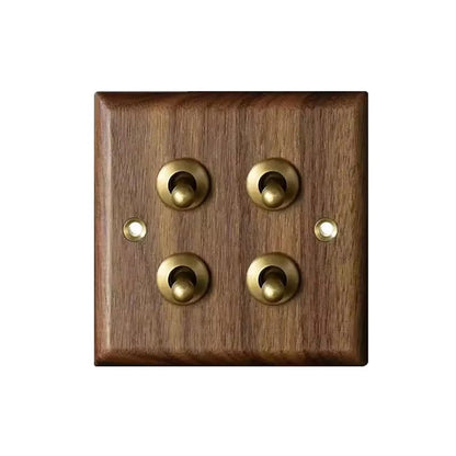 Interrupteur prise murale usb bois noyer laiton retro vintage décoration intérieure maison cuisine professionnel hotellerie restauration durable - lebois-eco.com