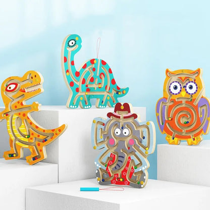 Labyrhinte magnétique animaux jeu jouet bois enfant bébé éveil apprentissage éducation puzzle montessori écologique durable renouvelable - lebois-eco.com