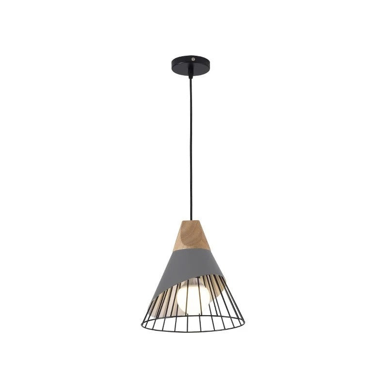 Lampe suspension industrielle bois métal moderne intérieur chambre maison décoration lumière led durable - lebois-eco