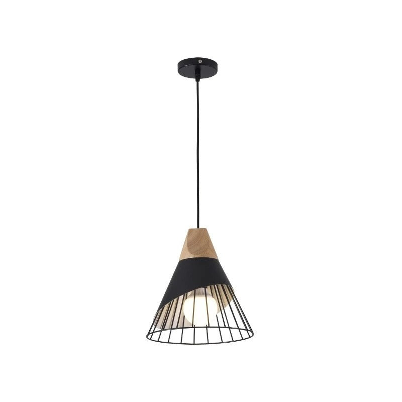 Lampe suspension industrielle bois métal moderne intérieur chambre maison décoration lumière led durable - lebois-eco