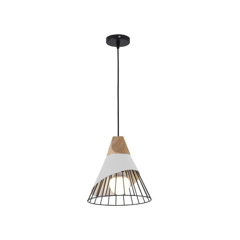 Lampe suspension industrielle bois métal moderne intérieur chambre maison décoration lumière led durable - lebois-eco