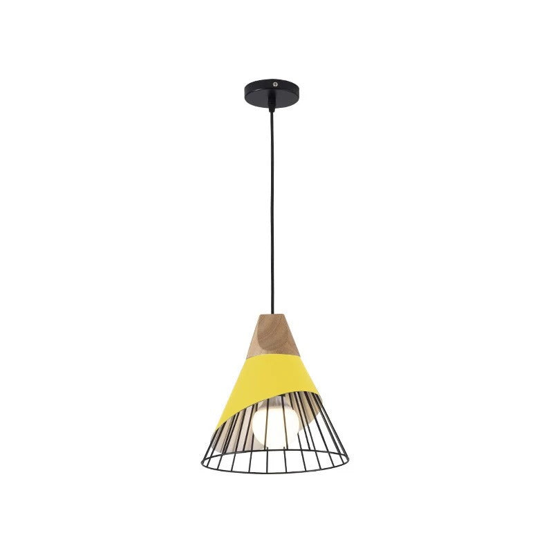 Lampe suspension industrielle bois métal moderne intérieur chambre maison décoration lumière led durable - lebois-eco
