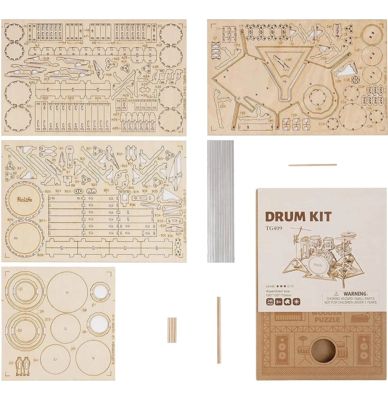 Maquette modélisme bois batterie instrument musique jouet do it yourself assemblage construction fait main cadeau noël enfant adolescent adulte durable écologique - lebois-eco.com