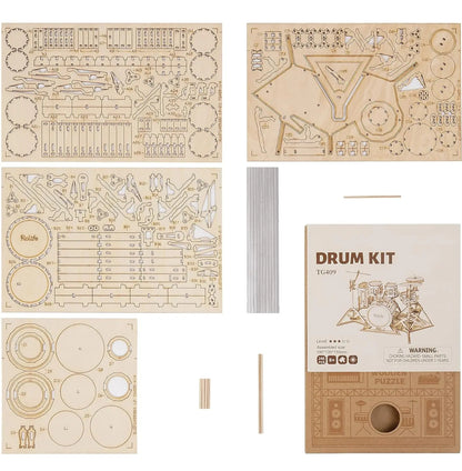 Maquette modélisme bois batterie instrument musique jouet do it yourself assemblage construction fait main cadeau noël enfant adolescent adulte durable écologique - lebois-eco.com