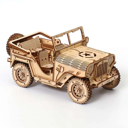 Maquette modélisme bois voiture jeep jouet do it yourself assemblage construction fait main cadeau noël enfant adulte découpe laser durable écologique - lebois-eco.com