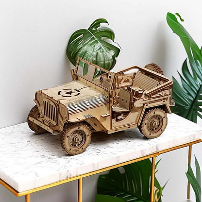 Maquette modélisme bois voiture jeep jouet do it yourself assemblage construction fait main cadeau noël enfant adulte découpe laser durable écologique - lebois-eco.com