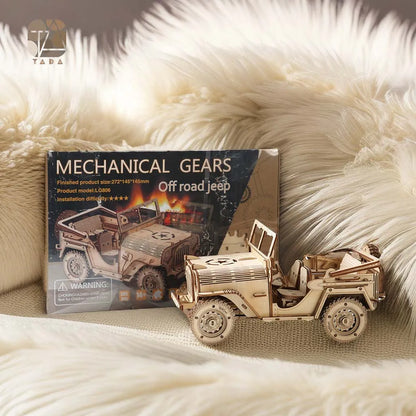 Maquette modélisme bois voiture jeep jouet do it yourself assemblage construction fait main cadeau noël enfant adulte découpe laser durable écologique - lebois-eco.com