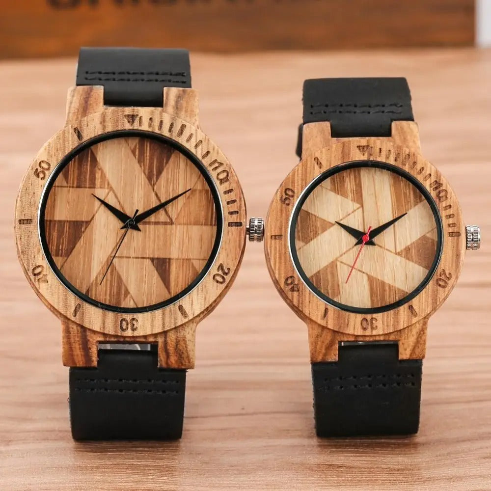Duo de montres en bois pour homme et femme – design naturel et élégant, coffret cadeau écologique