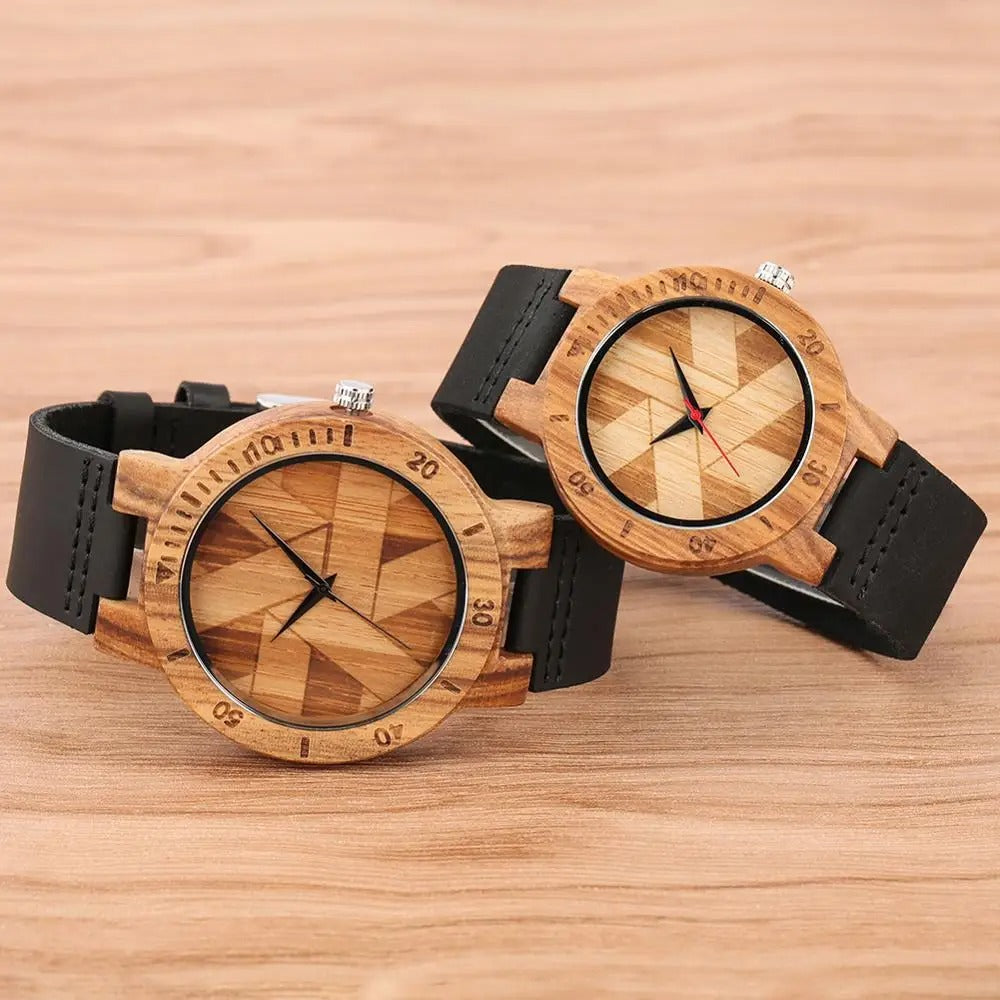 Montres en bois portées par un couple – accessoires élégants et assortis pour homme et femme