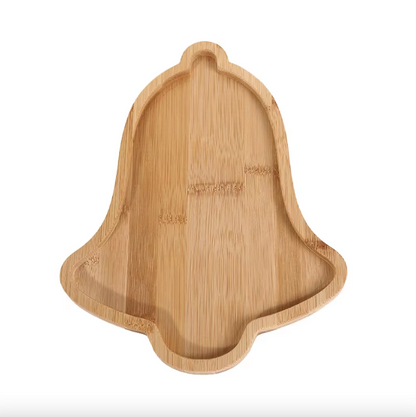 Plateau dressage sapin cloche en bois pour apéritif dessert fêtes Noël bambou spécial fêtes réveillon art de table écologique durable - lebois-eco.com