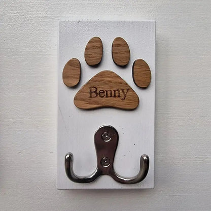 Porte-laisse chien bois personnalisable nom cadeau animal décoration intérieur durable - lebois-eco.com
