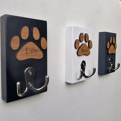 Porte-laisse chien bois personnalisable nom cadeau animal décoration intérieur durable - lebois-eco.com