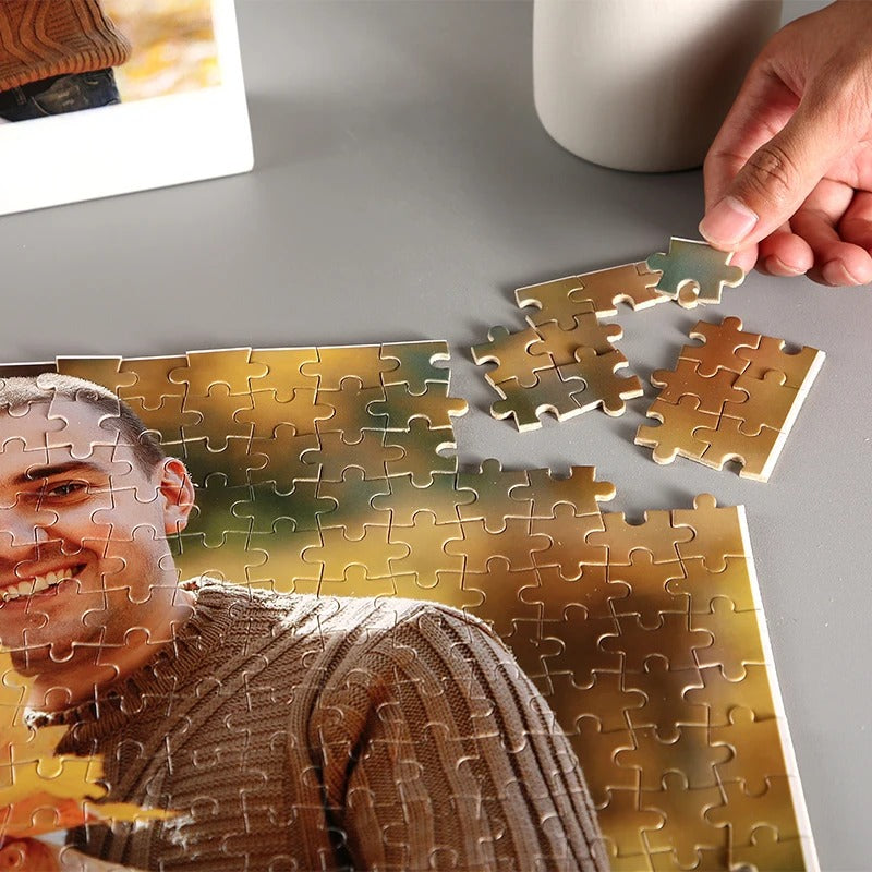 Puzzle personnalisable photo logo dessin peinture carton 300 500 1000 pièces cadeau anniversaire Noël mariage durable - lebois-eco.com