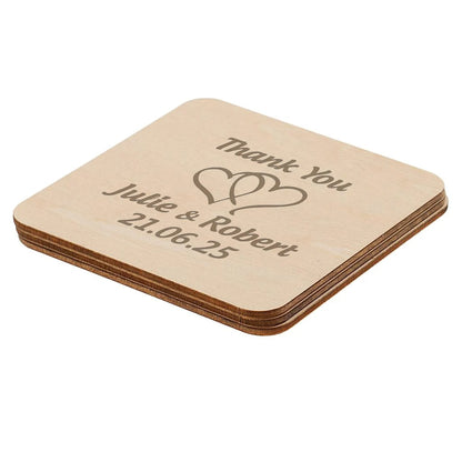 Sous-verre bois personnalisable logo texte pour particuliers professionnels évènement mariage bar restaurant fête anniversaire durable - lebois-eco.com