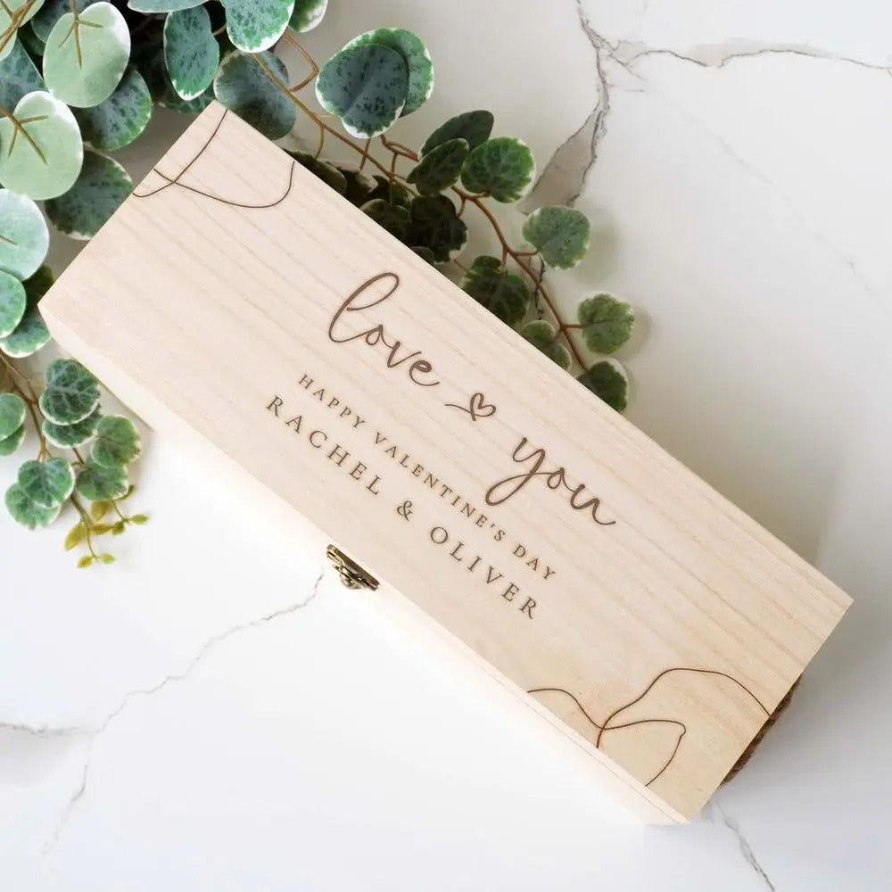 Coffret en bois personnalisé pour bouteille de vin ou de Champagne cadeau original
