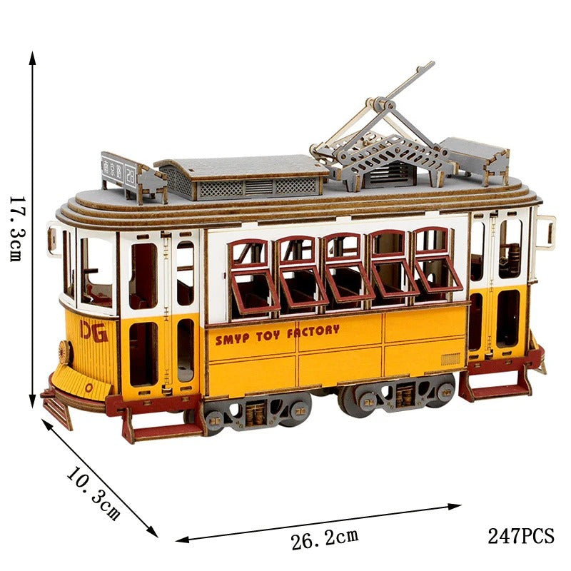 Dimensions et nombre de pièces de la maquette 3D du tramway