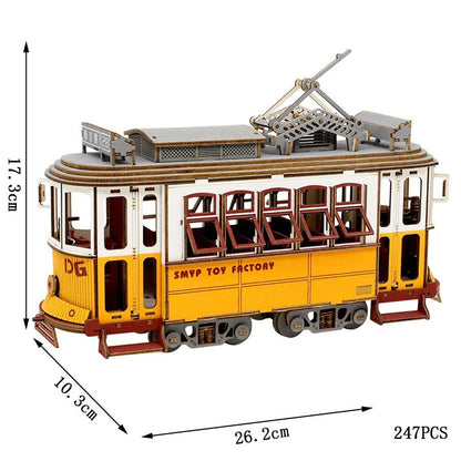 Dimensions et nombre de pièces de la maquette 3D du tramway