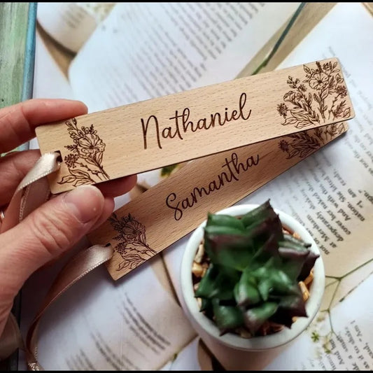 Marque-places en bois personnalisables lot de 5 pour mariage et réception