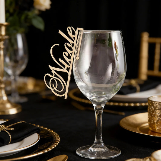 Marque-verres en bois découpés au laser pour apéritif